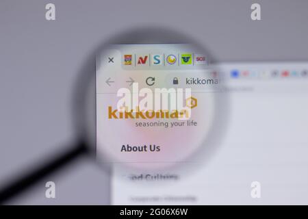 Los Angeles, California, USA - 1 Giugno 2021: Logo o icona Kikkoman sulla pagina del sito, Editoriale illustrativo Foto Stock