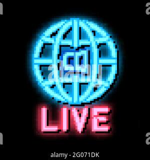 Illustrazione dell'icona del bagliore al neon del podcast dal vivo Illustrazione Vettoriale