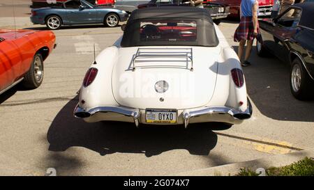 Una vista posteriore di una Corvette 1958 Foto Stock