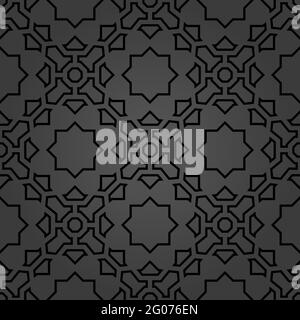 Ornamento vettoriale scuro senza cuciture in stile arabo. Sfondo geometrico astratto. Motivo per sfondi e sfondi Illustrazione Vettoriale