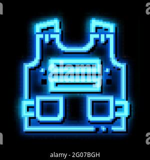 Immagine dell'icona Police Body Safe Armor neon Glow Illustrazione Vettoriale