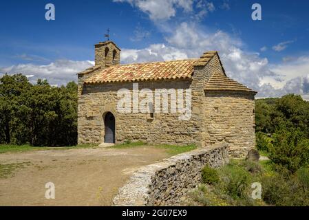 Eremo di Sant Martí XIc e vetta in primavera (Osona, Barcellona, Catalogna, Spagna) ESP: Cima y ermita de Sant Martí XIc en primavera, Cataluña, España Foto Stock