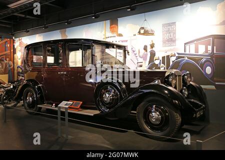 Queen Mary's Daimler Royal Limousine (1935), Coventry Transport Museum, Millennium Place, Coventry, West Midlands, Inghilterra, Gran Bretagna, Regno Unito, Europa Foto Stock