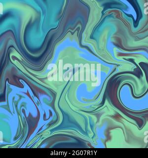 Flusso dinamico liquido incandescente. Rivestimento fluido dal design trendy. Illustrazione del progetto. Marmo liquido disegno astratto pittura sfondo Foto Stock