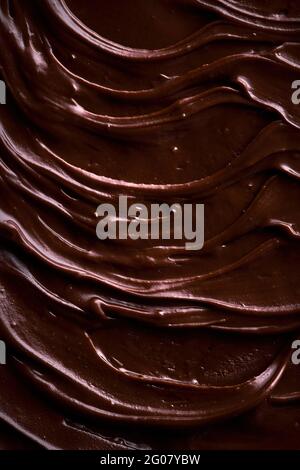 Da sopra con la pasta bruna di sapore di cioccolato per la diffusione sul pane Foto Stock