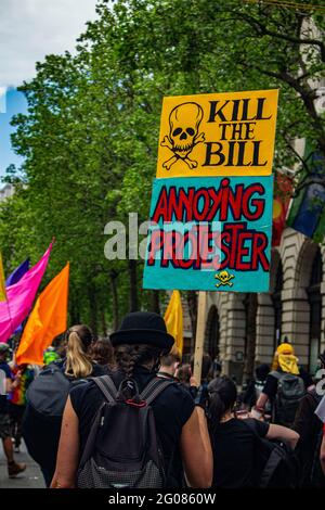 Londra, Regno Unito - 30th 2021 maggio: Uccidi la protesta di Bill. Foto Stock