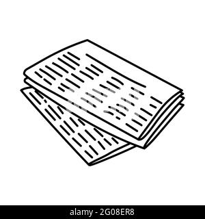 Giornale come Telecommunication Equipment disegnata a mano Icon Set Vector. Illustrazione Vettoriale