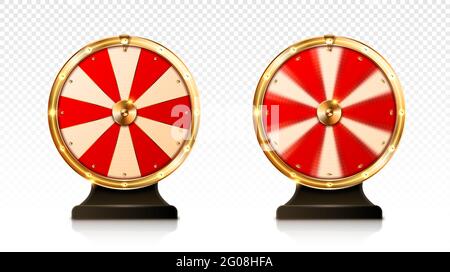 Fortune wheel spin, casinò fortunato gioco di roulette con premi in denaro, perdere e jackpot vincere settori. Gioco d'azzardo lotteria o lotteria intrattenimento online, divertimento, rappresentazione vettoriale 3d realistica Illustrazione Vettoriale