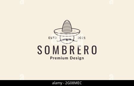 fumetto sombrero cappello con logo baffi simbolo icona vettore illustrazione grafica disegno Illustrazione Vettoriale