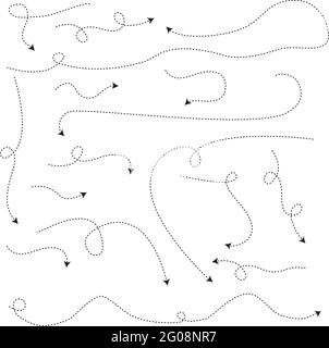 Impostare i segni delle frecce e delle direzioni in stile piatto. Vector mano nera disegnata su sfondo bianco, isolata. Illustrazione Vettoriale