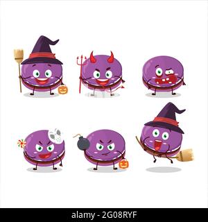 Halloween espressione emoticon con cartoon carattere di uva dorayaki. Illustrazione vettoriale Illustrazione Vettoriale