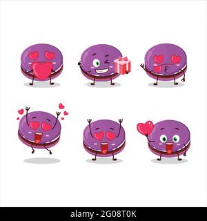 Uva dorayaki cartoon carattere con amore simpatico emoticon. Illustrazione vettoriale Illustrazione Vettoriale