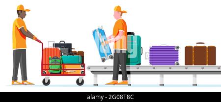 Nastro trasportatore per aeroporto e Mover maschio. Illustrazione Vettoriale