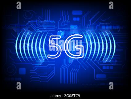 Tecnologia di grafica immagine rete 5G mondo rete globale concetto di rete tecnologia di connessione illustrazione vettoriale Illustrazione Vettoriale