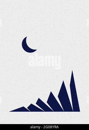 Illustrazione generativa di poster con silhouette delle Geometric Mountains Illustrazione Vettoriale