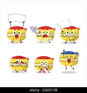 Mascot design stile di mango macaron carattere come un attraente sostenitore. Illustrazione vettoriale Illustrazione Vettoriale