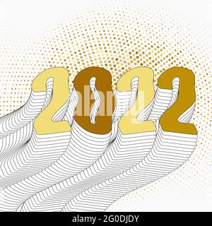 Sfondo astratto 2022 nuovo anno con glitter oro su sfondo chiaro. Illustrazione Vettoriale
