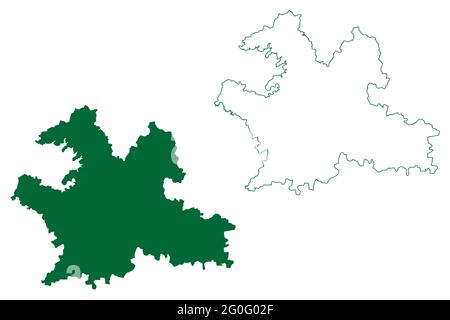 Distretto di Solapur (Stato di Maharashtra, Divisione di Pune, Repubblica dell'India) illustrazione vettoriale della mappa, schizzo della mappa di Solapur Illustrazione Vettoriale