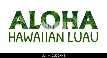 Scritta Aloha Hawaii. Design Aloha T-Shirt. Miglior design creativo per poster, volantini, presentazioni. Sfondo vettoriale. Illustrazione Vettoriale