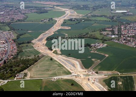 Vista aerea della circonvallazione di Leeds Orbital in costruzione, giugno 2021 Foto Stock