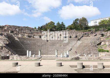 Antico teatro romano di Fourviere a Lione, Francia Foto Stock