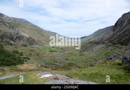 Nant Ffrancon Pass Snowdonia Galles del Nord Foto Stock