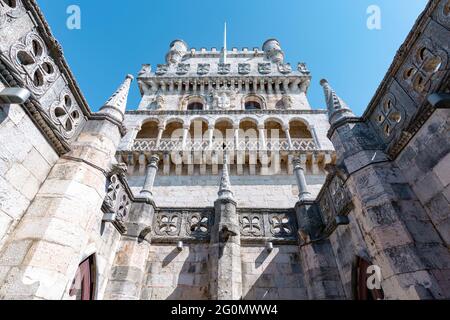 Vista grandangolare della torre di Belem dall'interno Foto Stock