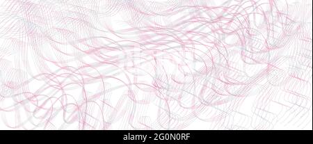 Linee ondulate sottili di colore rosa e grigio. Curve sottili e aggrovigliate. Squiggles pastello, modello d'onda. Sfondo vettoriale astratto. Design per banner, landing page Illustrazione Vettoriale