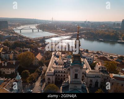 Veduta aerea della cattedrale di Saborna crkva a Belgrado Foto Stock