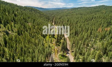 vista aerea di una lunga e rilassante guida Foto Stock