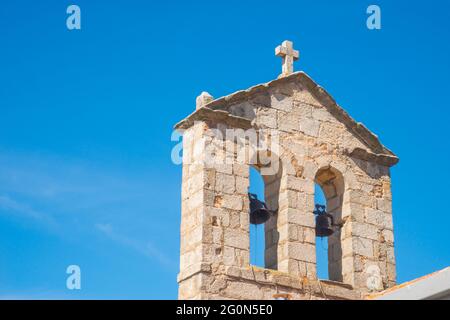 Campanile della chiesa. Sieteiglesias, provincia di Madrid, Spagna. Foto Stock