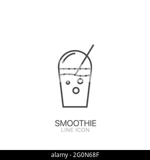 Icona della linea Smoothie. Ictus modificabile simbolo di dieta disintossicante e stile di vita sano Illustrazione Vettoriale