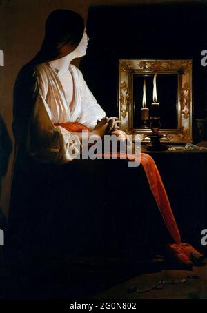 La Magdalena Penitente di Georges de la Tour (1593-1652), olio su tela, c.. 1640 Foto Stock