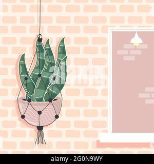 appendiabiti in macrame decorativo a parete Illustrazione Vettoriale