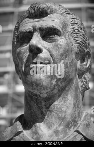 Monumento del calciatore spagnolo Juanito a Fuengirola, Malaga, Spagna. Foto Stock