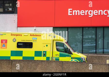 St Thomas Hospital Emergency Department, A and E. Londra, Gran Bretagna, 29 maggio 2021. Foto Stock