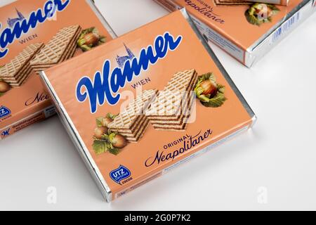 MODO WAFER NAPOLETANI ORIGINALI. Dolci da Vienna, Austria. Primo piano dell'immagine. Stafford, Regno Unito, 2 giugno 2021 Foto Stock