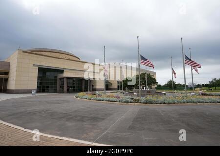 La George Bush Presidential Library and Museum, domenica 30 maggio 2021, a College Station, Text. Foto Stock