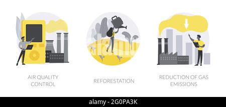 Contenimento delle illustrazioni vettoriali astratte del concetto di riscaldamento globale. Illustrazione Vettoriale