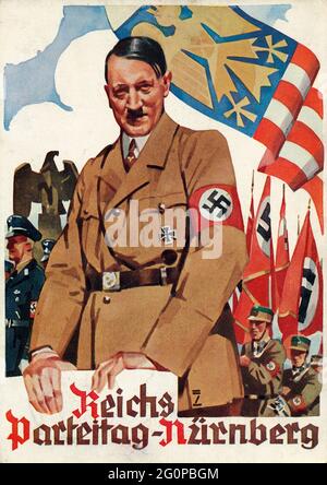 Un poster di propaganda nazista d'epoca per il Norimberga Party Rally Foto Stock