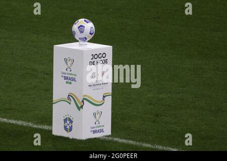 San Paolo, San Paolo, Brasile. 2 Giugno 2021. (SPO) Coppa del Brasile: Cornici e Atletico Goianiense. 2 giugno 2021, Sao Paulo, Brasile: Partita di calcio tra Corinrthians e Atletico Goianiense, valida per la terza fase della Coppa di Calcio del Brasile, tenutasi alla Neo Quimica Arena, a Sao Paulo, il mercoledì sera (2). Credit: LECO Viana/TheNews2 Credit: LECO Viana/TheNEWS2/ZUMA Wire/Alamy Live News Foto Stock