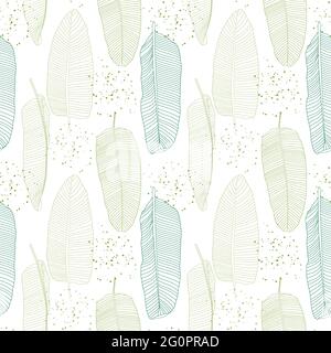 Banana foglie di palma naturale senza giunture sfondo. Illustrazione vettoriale Illustrazione Vettoriale