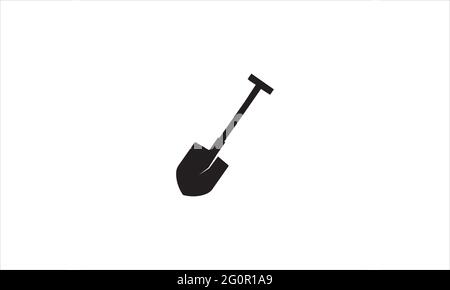 Icona pala. Illustrazione vettoriale per il giardinaggio. Illustrazione vettoriale del design del simbolo e del logo dell'attrezzatura da costruzione Illustrazione Vettoriale