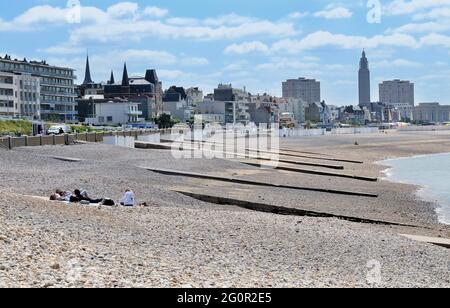 SENNA MARITTIMA (76) NORMANDIA, LE HAVRE, LA SPIAGGIA Foto Stock