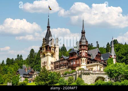 Il Castello di Peles, Sinaia, Romania Foto Stock