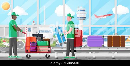 Nastro trasportatore per aeroporto e Mover maschio. Illustrazione Vettoriale