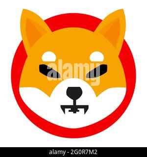 Simbolo del token Shiba Inu SHIB icona del logo della criptovaluta isolata su sfondo bianco. Foto Stock