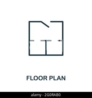 Icona piano. Elemento semplice monocromatico della collezione di centri commerciali. Creative Floor Plan icona per web design, modelli, infografiche e altro ancora Illustrazione Vettoriale