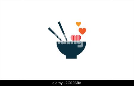 Eating Bowl with Heart icon Logo illustrazione modello vettoriale Illustrazione Vettoriale