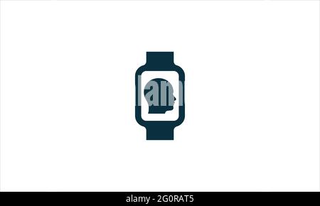 Icona Head Smart Watch Logo modello vettore di progettazione Illustrazione Vettoriale